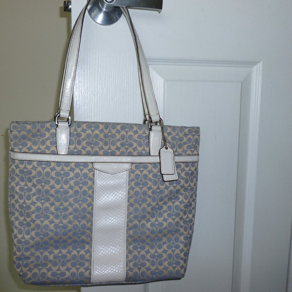 Vintage Light Blue Coach Signature Satchel Bag